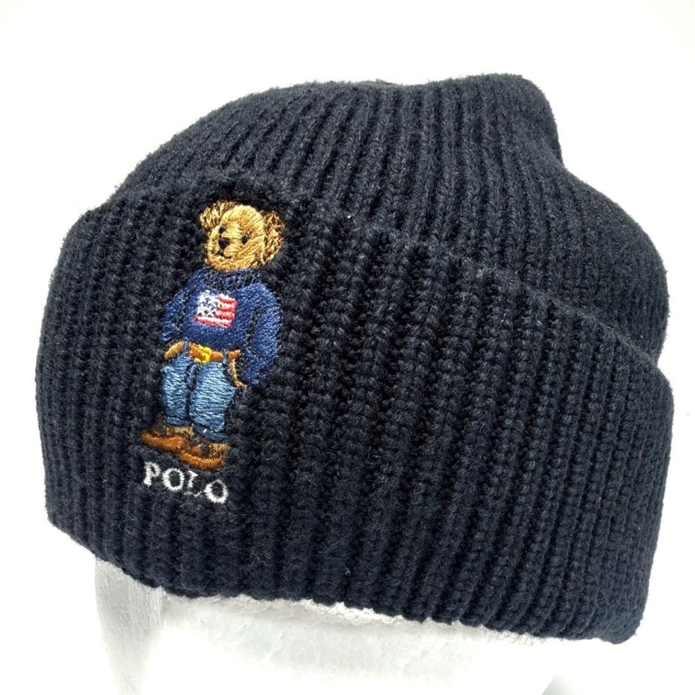 Polo Ralph Lauren Polo Bear Knit Beanie Hat‎ Black One Size